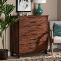 Baxton Studio Ella-Rain Oak-4DW-Chest Baxton Studio Ella Modern and Contemporary Warm Oak Brown Finished Wood 4-Drawer Chest